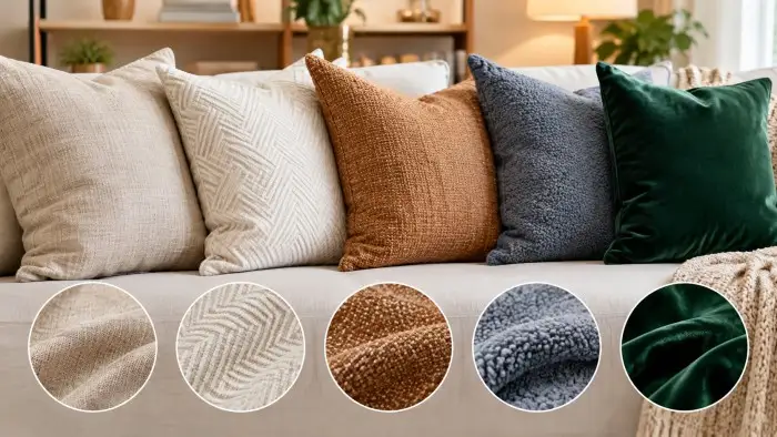 Different Throw Pillow Materials and Textures